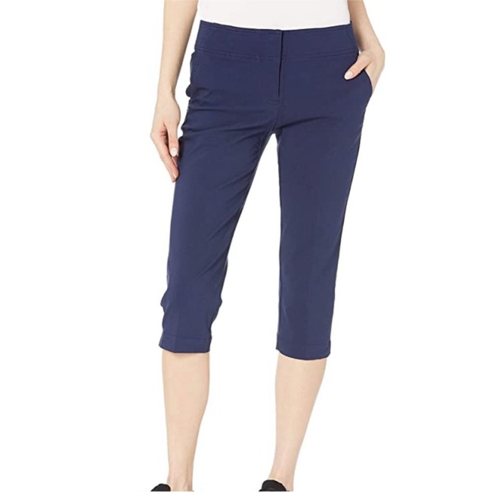IZOD Women's Golf Stretch pedal pusher Capri Pants with Pockets navy blue 8
